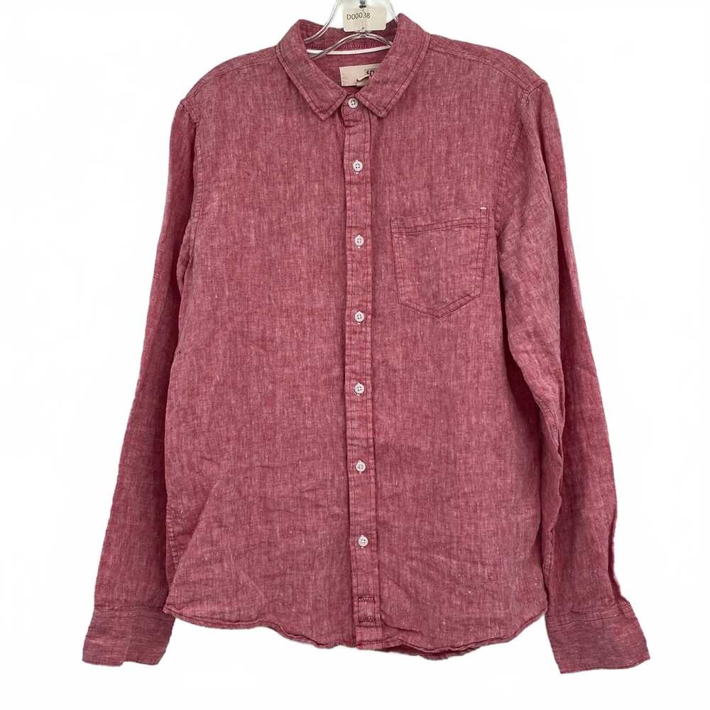 1901 Red Linen Long Sleeve Button Down Shirt | Men’s M